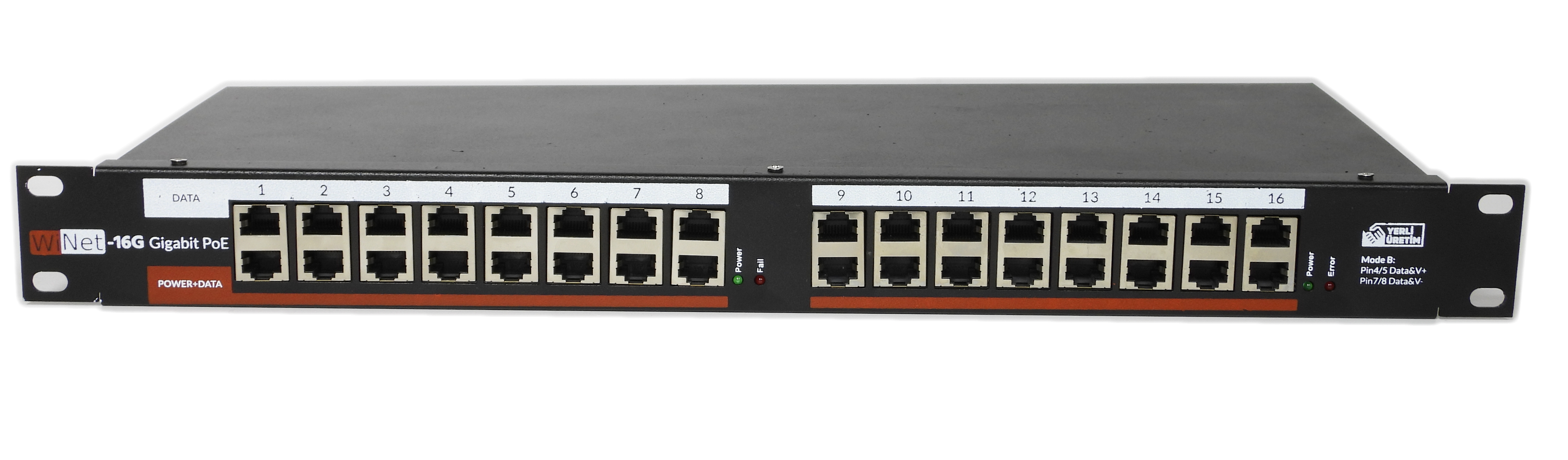 PANEL-16P-GB-24V WINET 16 PORT GIGABIT POE PANEL INJECTOR - 24V HAZIR MODEL