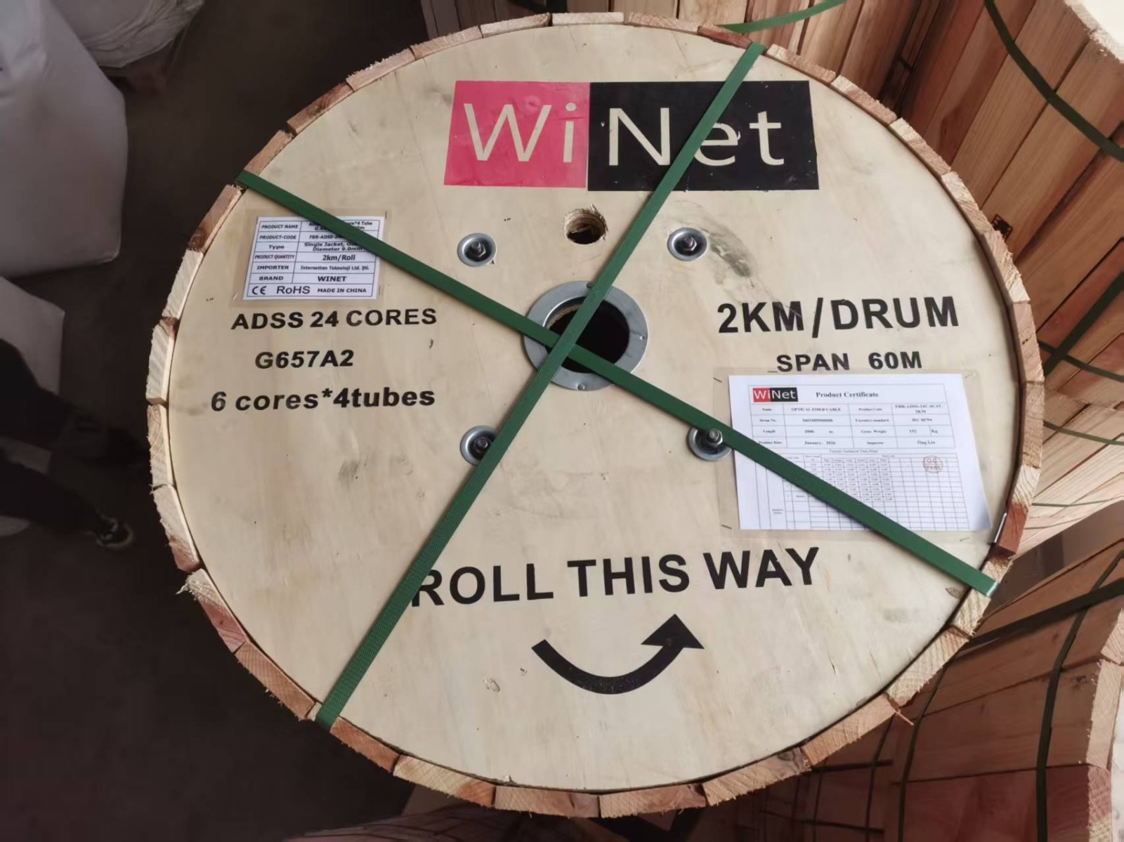 FBR-ADSS-24C-6C4T-2KM ADSS - 24 CORE - 6 Core X 4 Tup , ULTRA HAFIF - HAVAI KABLO - 2000 METRE