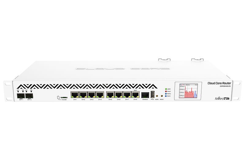 CCR1036-8G-2S-PLUS-EM Cloud Core Router 1036-8G-2S+EM 8GB RAM, 8xGbit LAN, 2xSFP+ 10 Gbit, LCD, L6 Firewall / Router