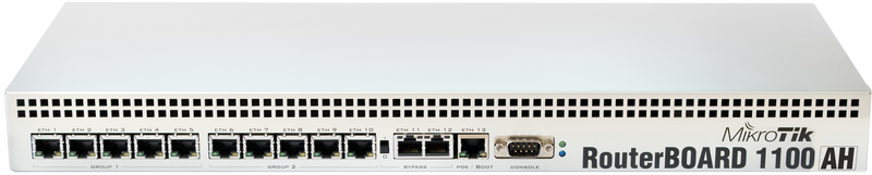 RB1100AHx2 Mikrotik RB1100AHx2, 13 Port Gbit LAN, RouterOS Level 6 , 1U Router / Firewall / Hotspot