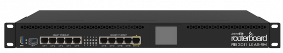 RB3011UiAS-RM Mikrotik 3011UiAS-RM 10xGbit LAN, L5, LCD, 1U, Rack Mount Router / Firewall / Hotspot