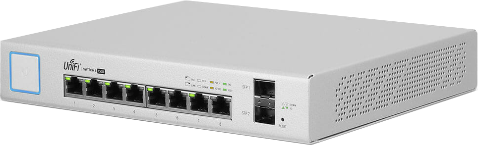 US-8-150W Unifi Switch POE+ Gigabit Swich 8 Port 150Watt 2xSFP - Yönetilebilir