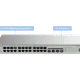 Önden görünüşte 24 adet RJ45 portu ve 4 adet SFP portu olan gri metal ağ anahtarı