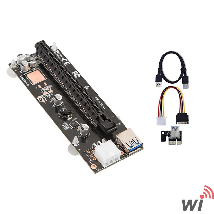 Mining 1x to 16x USB 3.0 Riser Kart - Sata Power