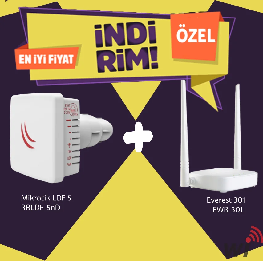Mikrotik RBLDF-5nD-Everest EWR-301 Kablosuz Router Bundle Kampanya